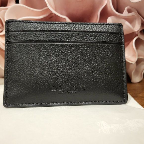 NWT COACH Money Clip Card Case in Black Leather with Coach Gift Box - Picture 4 of 6